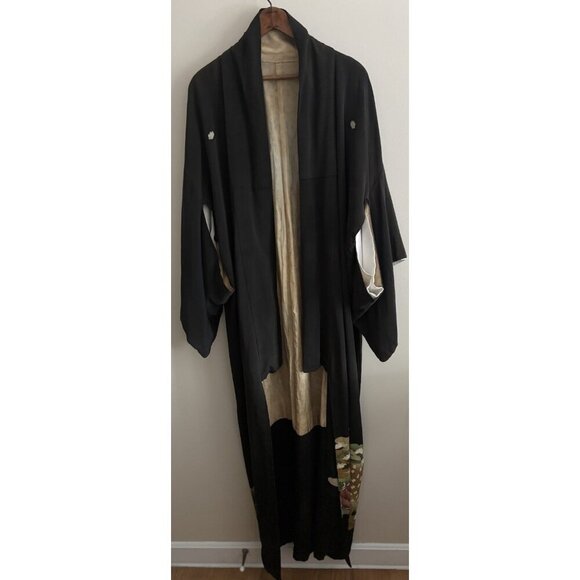 Unbranded Other - Antique 1920s Flapper Kimono  Robe Art Deco Japanese Floral Silk Hand-Stitched